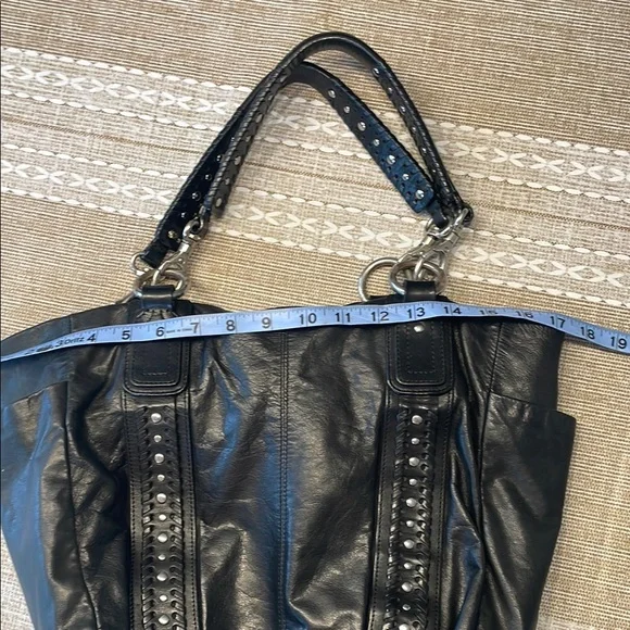 Sigrid Olsen Black Studded Leather Tote Bag Fully Lined - Picture 12 of 12